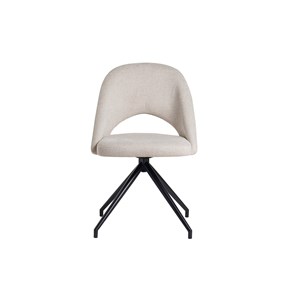 Chaise pivotante 360° en tissu effet velours texturé beige et métal noir cosette