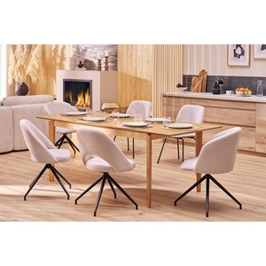 Chaise pivotante 360° en tissu effet velours texturé beige et métal noir cosette
