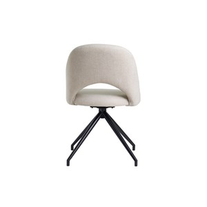 Chaise pivotante 360° en tissu effet velours texturé beige et métal noir cosette