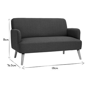 Canapé 2 places en tissu bleu canard et bois clair isko