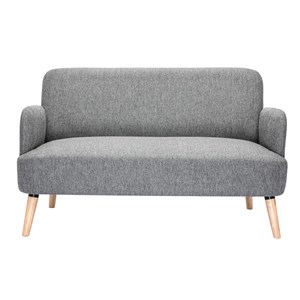 Canapé 2 places en tissu gris clair et bois clair isko