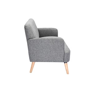 Canapé 2 places en tissu gris clair et bois clair isko