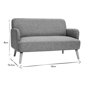 Canapé 2 places en tissu gris clair et bois clair isko