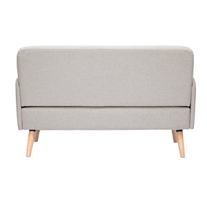 Canapé 2 places en tissu effet velours texturé beige et bois clair isko