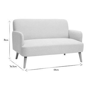 Canapé 2 places en tissu effet velours texturé beige et bois clair isko