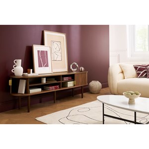 Meuble tv  bois foncé noyer avec rangements 2 portes coulissantes l180 cm epic