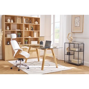 Fauteuil de bureau de direction noir, bois foncé et métal noir musk