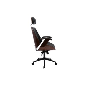 Fauteuil de bureau de direction noir, bois foncé et métal noir musk