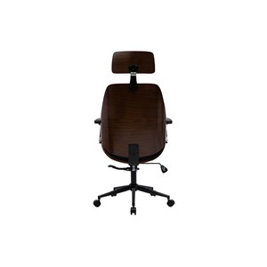 Fauteuil de bureau de direction noir, bois foncé et métal noir musk
