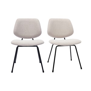 Chaises en tissu effet velours texturé beige et métal noir (lot de 2) barnet