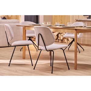 Chaises en tissu effet velours texturé beige et métal noir (lot de 2) barnet