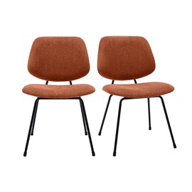 Chaises en tissu effet velours terre brûlée et métal noir (lot de 2) barnet