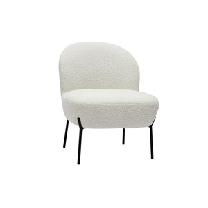 Fauteuil en tissu effet laine bouclée blanc et métal noir beley