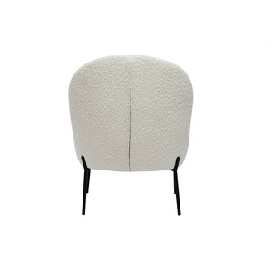 Fauteuil en tissu effet laine bouclée blanc et métal noir beley