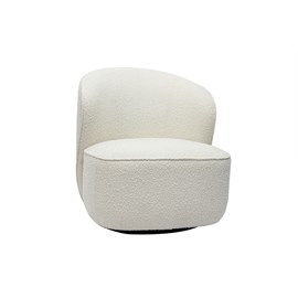 Fauteuil pivotant en tissu effet laine bouclée blanc amber