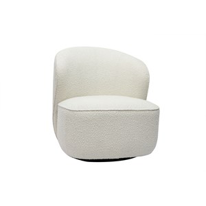 Fauteuil pivotant en tissu effet laine bouclée blanc amber