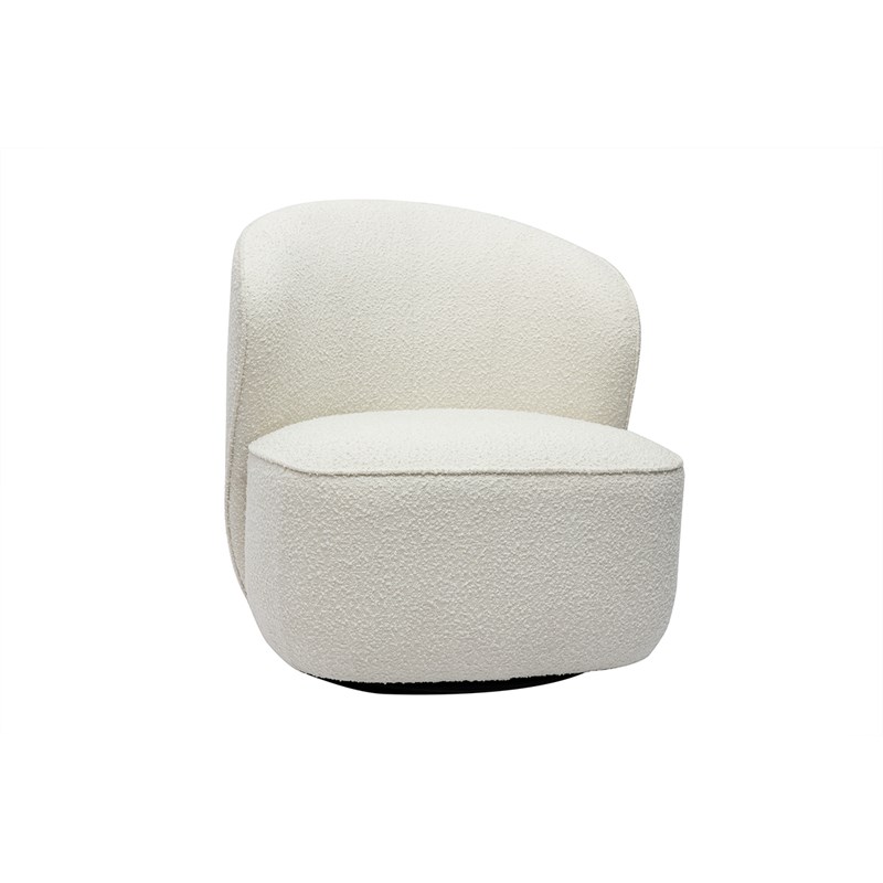 Miliboo - Fauteuil pivotant en tissu effet laine bouclée blanc amber