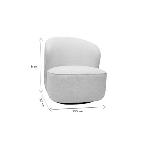 Fauteuil pivotant en tissu effet laine bouclée blanc amber