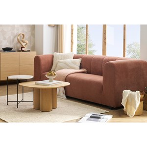 Canapé en tissu effet velours terre brûlée 3-4 places oliveiro