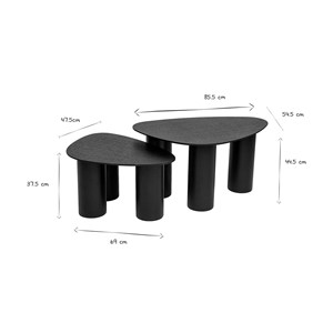 Tables basses gigognes en bois noir (lot de 2) foleen