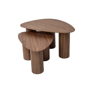 Tables basses gigognes en bois foncé (lot de 2) foleen
