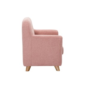 Fauteuil enfant en tissu effet velours texturé rose et bois clair norkid