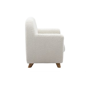 Fauteuil enfant en tissu effet laine bouclée blanc et bois clair norkid