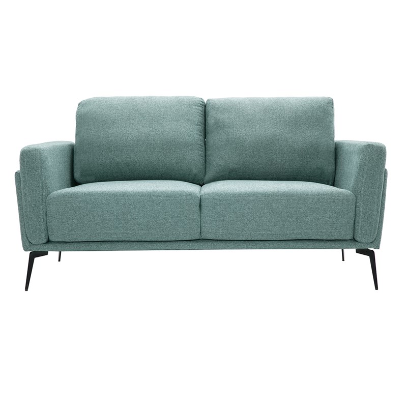 Canapé 2 places en tissu vert de gris et métal noir mosco