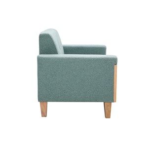 Canapé 2 places en tissu vert de gris et bois clair fjord