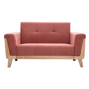 Canapé 2 places en tissu terracotta et bois clair fjord