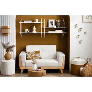 Canapé 2 places en tissu terracotta et bois clair fjord