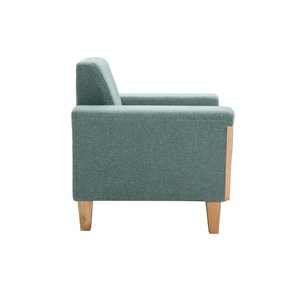 Fauteuil en tissu vert de gris et bois clair fjord