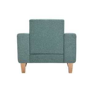 Fauteuil en tissu vert de gris et bois clair fjord