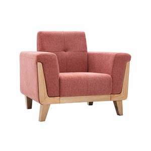 Fauteuil en tissu terracotta et bois clair fjord