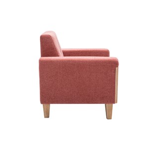 Fauteuil en tissu terracotta et bois clair fjord