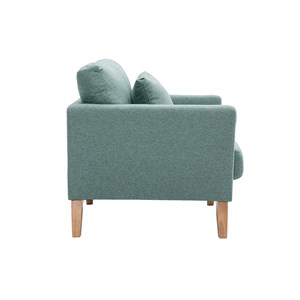 Fauteuil déhoussable en tissu vert de gris et bois clair oslo