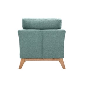 Fauteuil déhoussable en tissu vert de gris et bois clair oslo