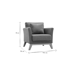 Fauteuil déhoussable en tissu vert de gris et bois clair oslo