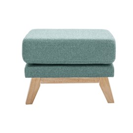 Pouf repose-pieds déhoussable en tissu vert de gris et bois clair oslo