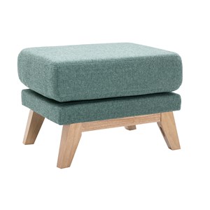 Pouf repose-pieds déhoussable en tissu vert de gris et bois clair oslo
