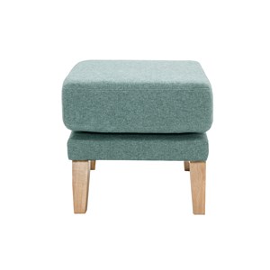 Pouf repose-pieds déhoussable en tissu vert de gris et bois clair oslo