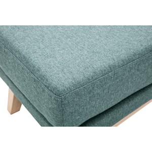 Pouf repose-pieds déhoussable en tissu vert de gris et bois clair oslo