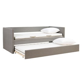 Lit gigogne en tissu gris 90x190 cm elie