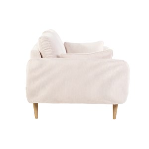 Canapé 3 places en tissu velours côtelé écru et bois clair creep