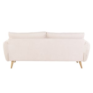 Canapé 3 places en tissu velours côtelé écru et bois clair creep