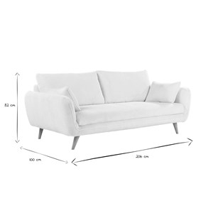 Canapé 3 places en tissu velours côtelé écru et bois clair creep