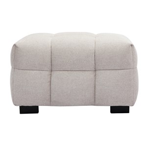 Pouf repose-pieds en tissu effet velours texturé beige corto