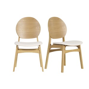 Chaises en bois clair et tissu effet laine bouclée blanc (lot de 2) elton
