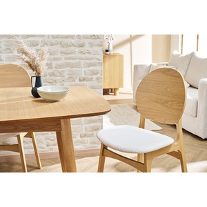 Chaises en bois clair et tissu effet laine bouclée blanc (lot de 2) elton