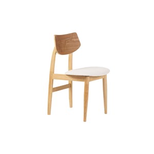 Chaises en bois clair et tissu effet laine bouclée blanc (lot de 2) elion